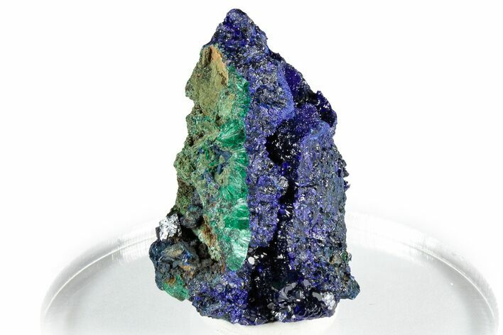 Sparkling Azurite Crystals with Fibrous Malachite - China #350782